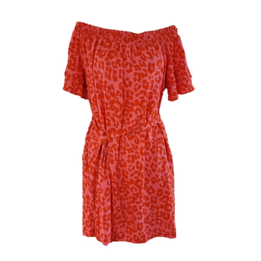 NY&C Linen Blend Cheetah Print Dress Size Medium NWT